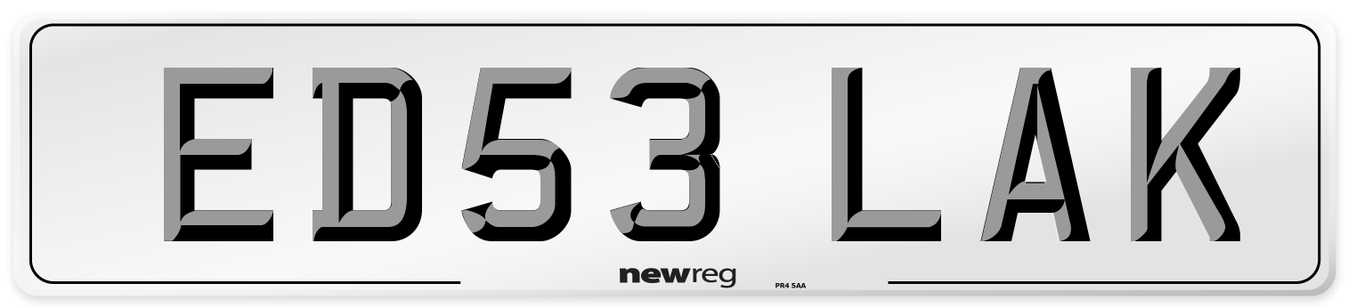 ED53 LAK Number Plate from New Reg